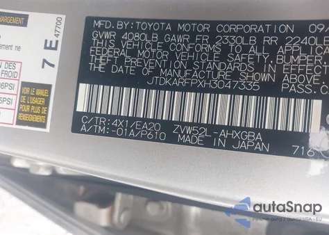 2017 Toyota Prius Prime Premium из США, поврежденный, VIN JTDKARFPXH3047335